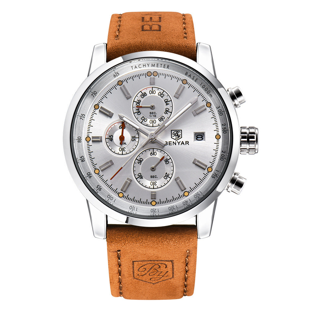 Men’s Luxury Business Quartz Watch – Leather Strap Casual Dress Watch