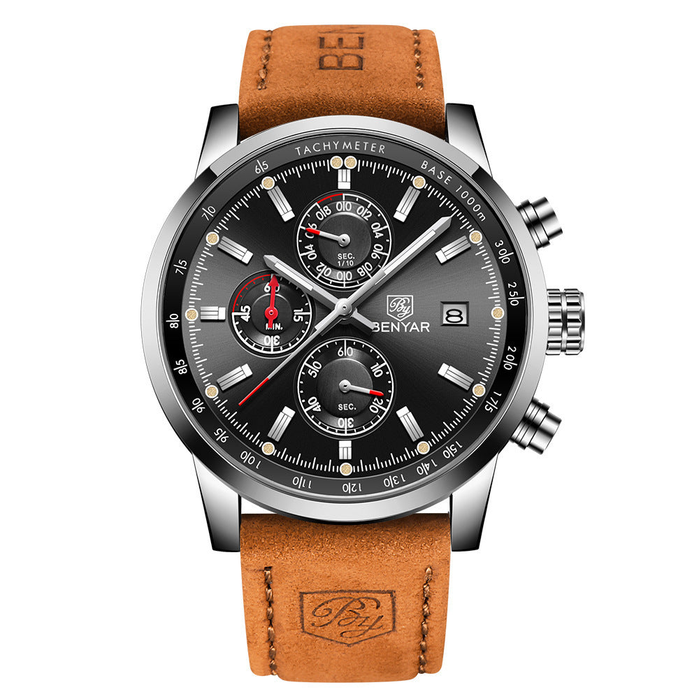 Men’s Luxury Business Quartz Watch – Leather Strap Casual Dress Watch