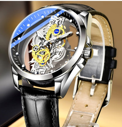 Men’s Luxury Skeleton Watch – Automatic Quartz Vintage Gold Timepiece