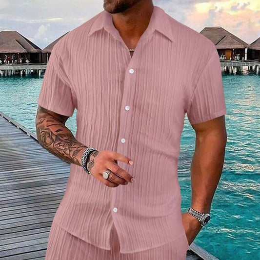 Solid Polo Collar Men's Casual Shirt