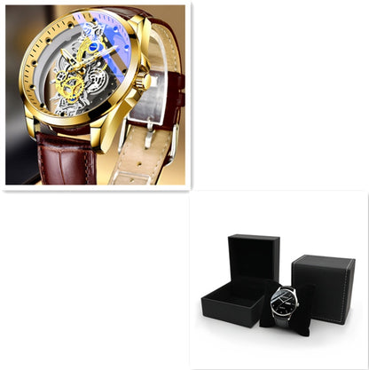 Men’s Luxury Skeleton Watch – Automatic Quartz Vintage Gold Timepiece