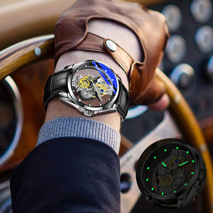 Men’s Luxury Skeleton Watch – Automatic Quartz Vintage Gold Timepiece