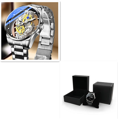 Men’s Luxury Skeleton Watch – Automatic Quartz Vintage Gold Timepiece